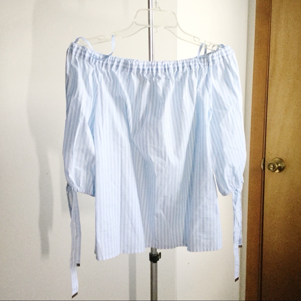 Michael Kors Striped Off the Shoulder Top Size S